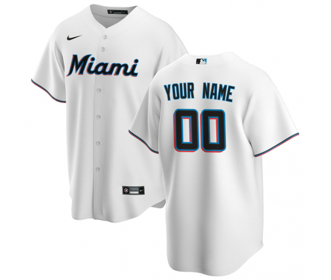Miami Marlins Nike Home Replica Custom Jersey White