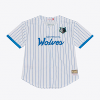 Minnesota Timberwolves Mitchell Ness Head Coach Pinstripe Mesh Full Button Baseball Jersey White