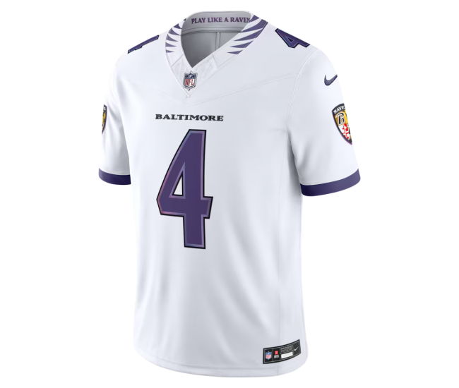 Zay Flowers Baltimore Ravens Nike Vapor F.U.S.E. Stitched Limited Jersey White