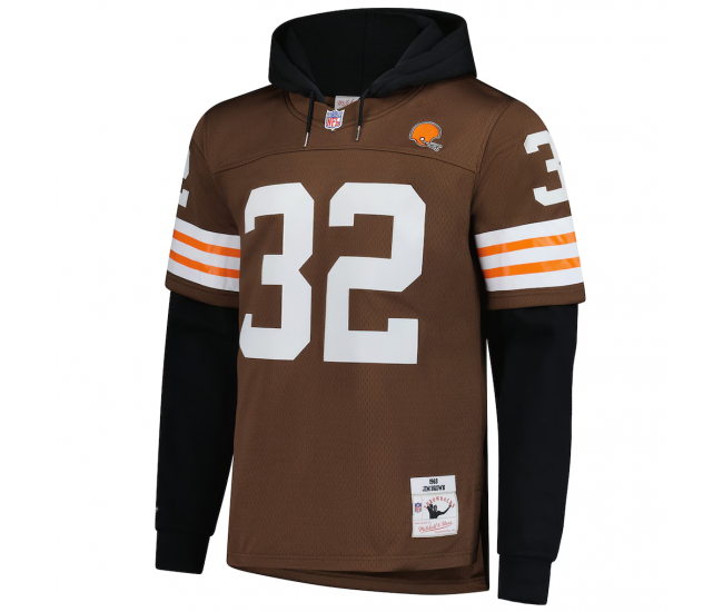 Jim Brown Cleveland Browns Mitchell & Ness Player Name & Number Hoodie Legacy Jersey Brown