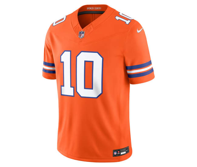 Bo Nix Denver Broncos Nike Alternate Mile High Collection 1977 Throwback Vapor F.U.S.E. Stitched Limited Jersey Orange
