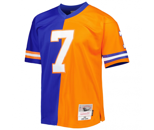 John Elway Denver Broncos Mitchell & Ness 1990 Split Legacy Replica Jersey Royal Orange