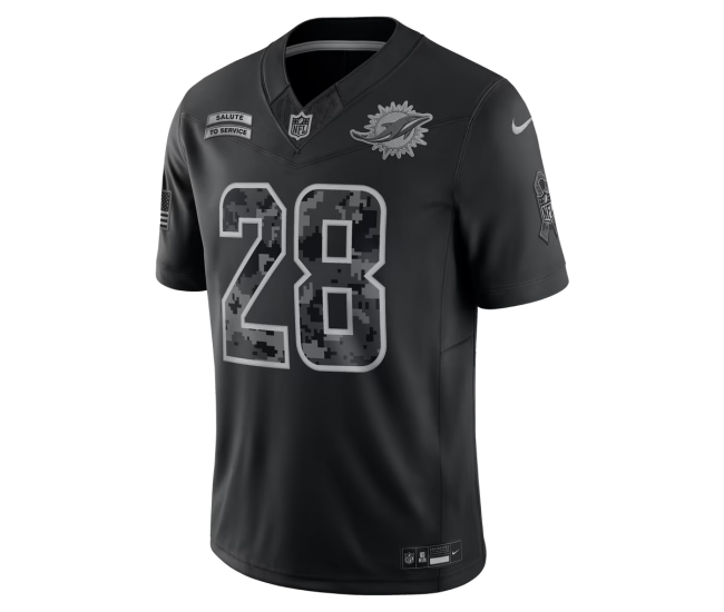 De Von Achane Miami Dolphins Nike 2026 Salute to Service Stitched Limited Jersey Black