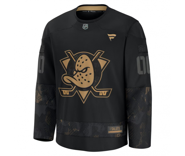 Anaheim Ducks Fanatics 2024 Military Appreciation Custom Practice Jersey Black