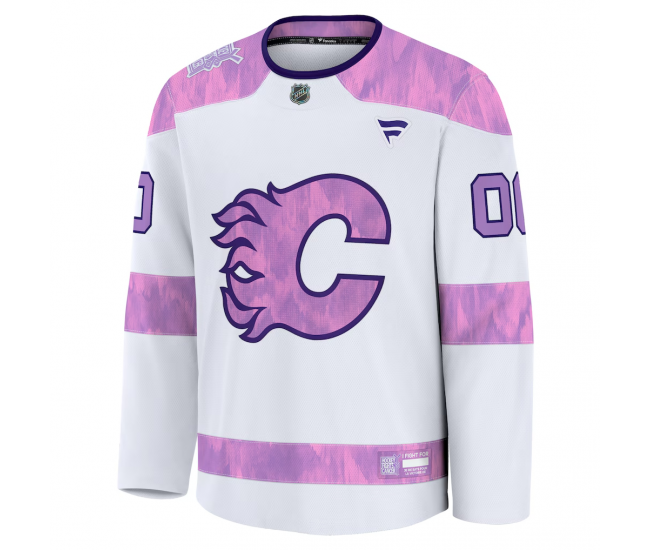 Calgary Flames Fanatics 2024 Hockey Fights Cancer Custom Practice Jersey White