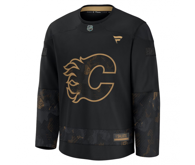 Calgary Flames Fanatics 2024 Military Appreciation Custom Practice Jersey Black