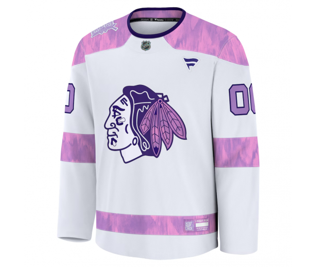 Chicago Blackhawks Fanatics 2024 Hockey Fights Cancer Custom Practice Jersey White