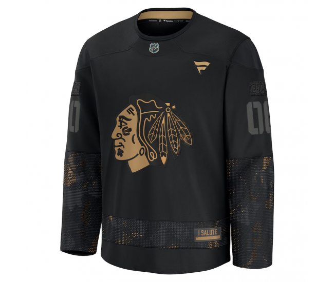 Chicago Blackhawks Fanatics 2024 Military Appreciation Custom Practice Jersey Black
