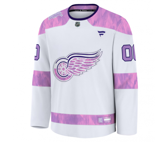 Detroit Red Wings Fanatics 2024 Hockey Fights Cancer Custom Practice Jersey White