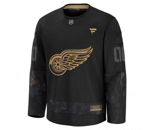 Detroit Red Wings Fanatics 2024 Military Appreciation Custom Practice Jersey Black