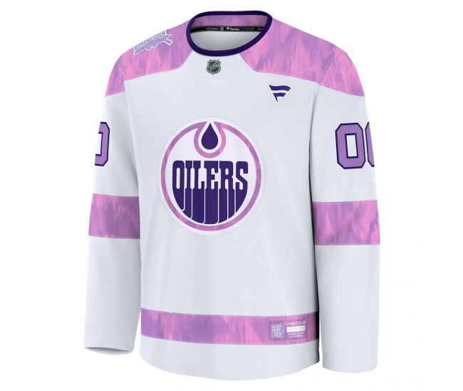 Edmonton Oilers Fanatics 2024 Hockey Fights Cancer Custom Practice Jersey White