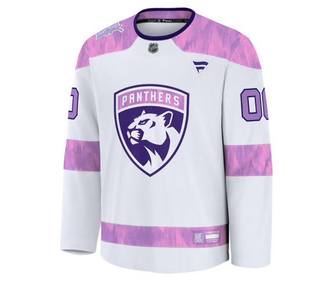 Florida Panthers Fanatics 2024 Hockey Fights Cancer Custom Practice Jersey White