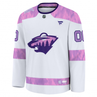 Minnesota Wild Fanatics 2024 Hockey Fights Cancer Custom Practice Jersey White