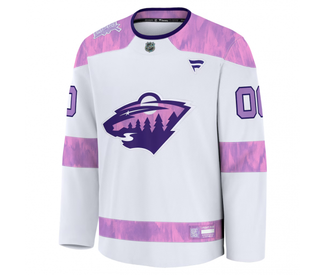 Minnesota Wild Fanatics 2024 Hockey Fights Cancer Custom Practice Jersey White