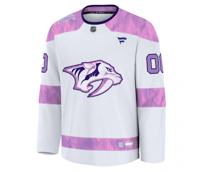 Nashville Predators Fanatics 2024 Hockey Fights Cancer Custom Practice Jersey White