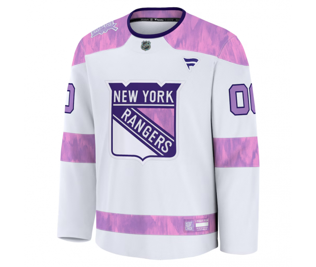 New York Rangers Fanatics 2024 Hockey Fights Cancer Custom Practice Jersey White