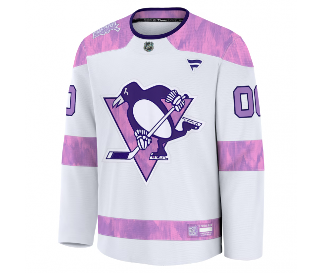 Pittsburgh Penguins Fanatics 2024 Hockey Fights Cancer Custom Practice Jersey White