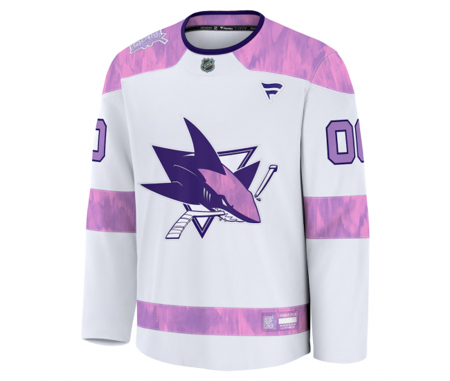 San Jose Sharks Fanatics 2024 Hockey Fights Cancer Custom Practice Jersey White