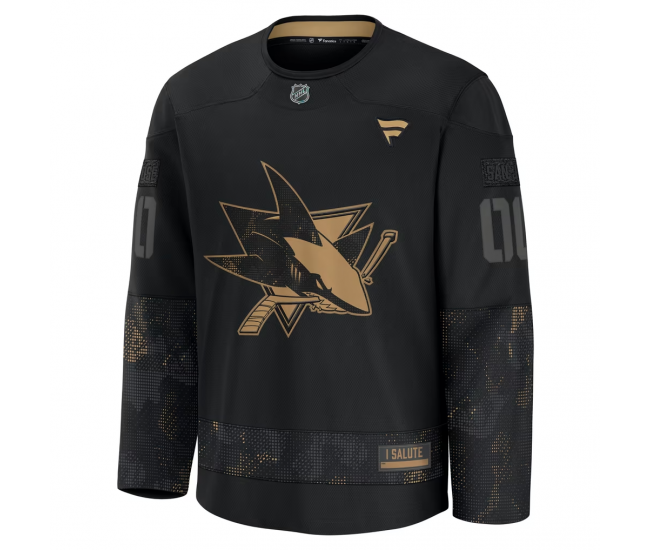 San Jose Sharks Fanatics 2024 Military Appreciation Custom Practice Jersey Black