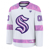 Seattle Kraken Fanatics 2024 Hockey Fights Cancer Custom Practice Jersey White