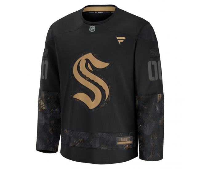 Seattle Kraken Fanatics 2024 Military Appreciation Custom Practice Jersey Black