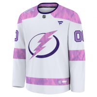 Tampa Bay Lightning Fanatics 2024 Hockey Fights Cancer Custom Practice Jersey White