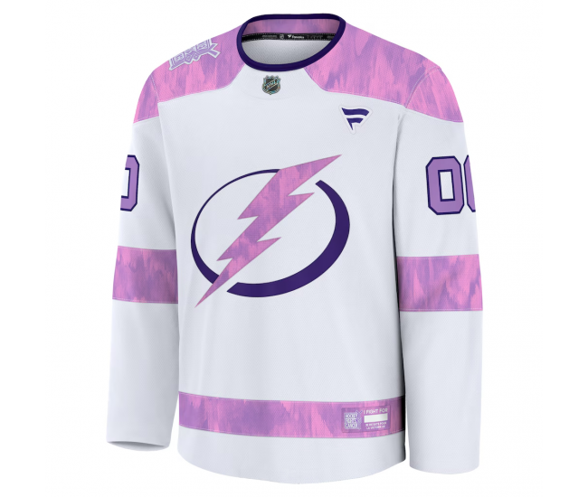 Tampa Bay Lightning Fanatics 2024 Hockey Fights Cancer Custom Practice Jersey White