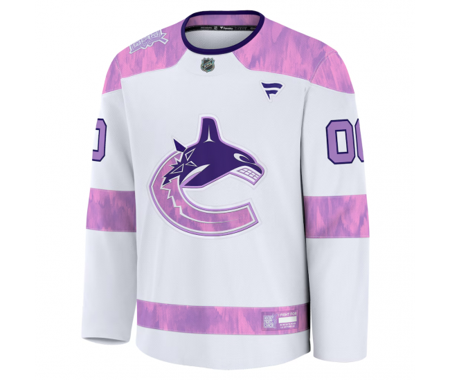 Vancouver Canucks Fanatics 2024 Hockey Fights Cancer Custom Practice Jersey White